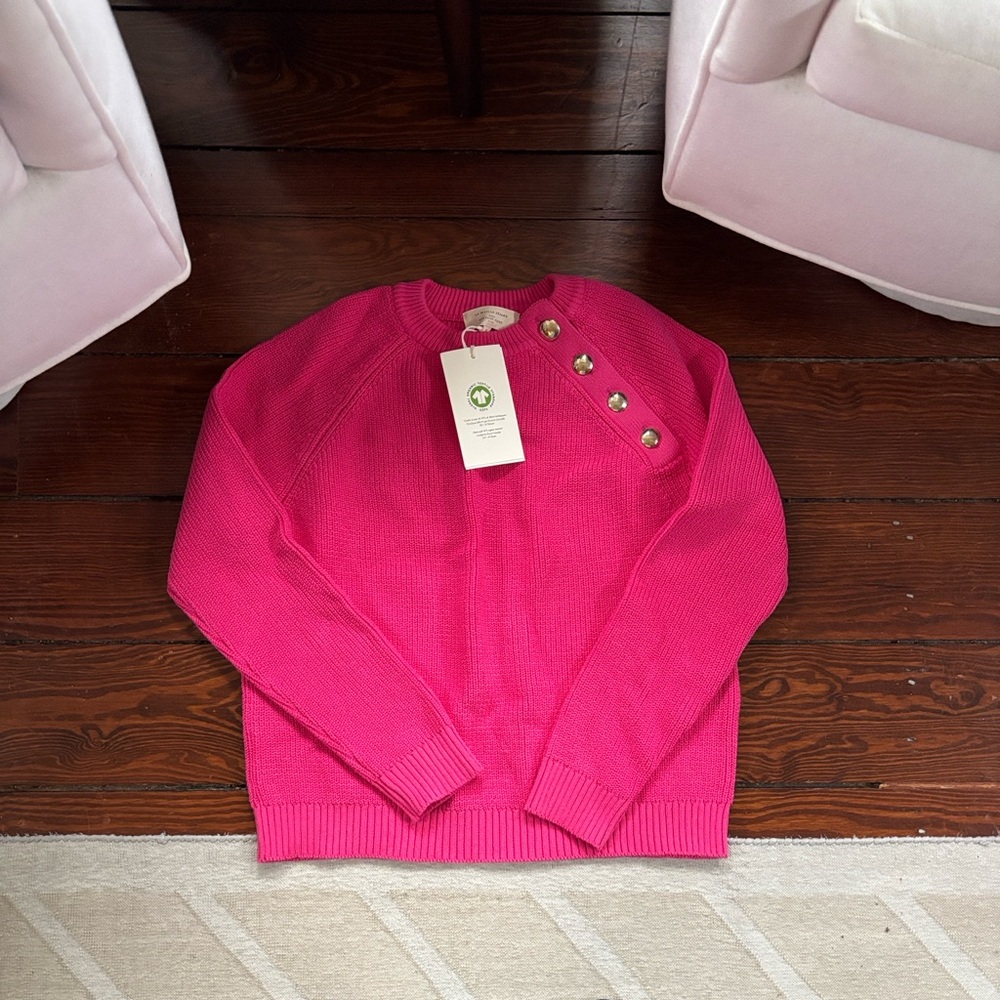 Sézane Fuchsia Button-Accent Sweater